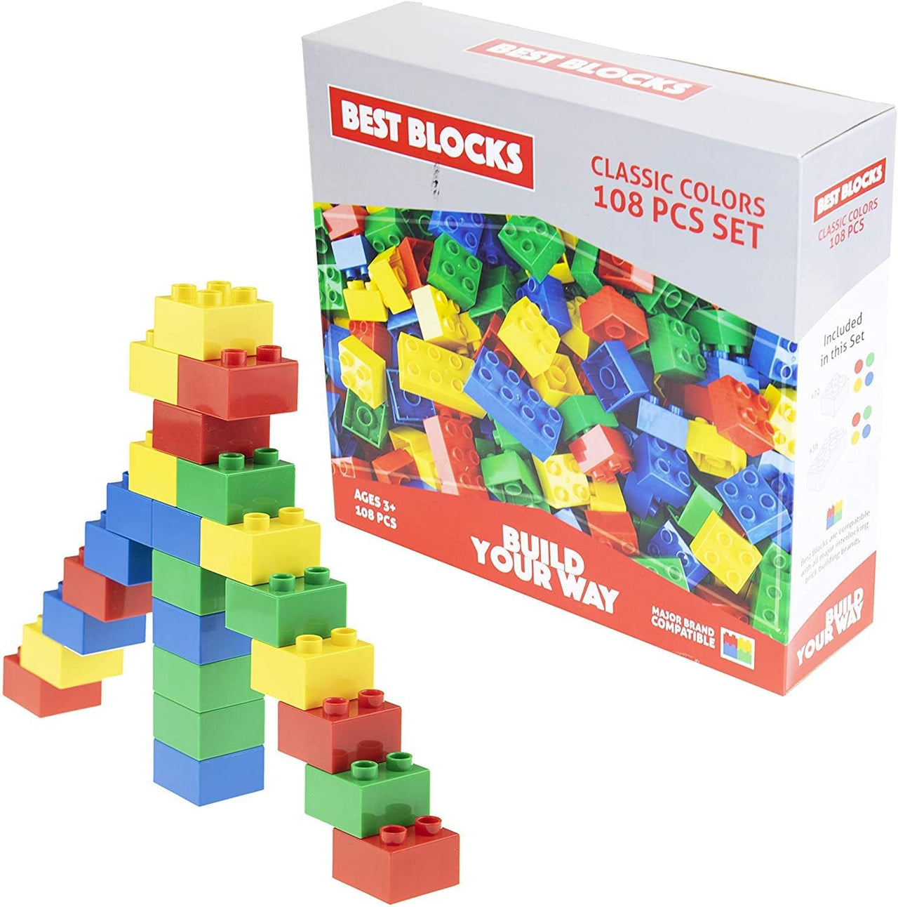 Best Blocks Big Blocks Set - Classic Colours - 108 Pieces