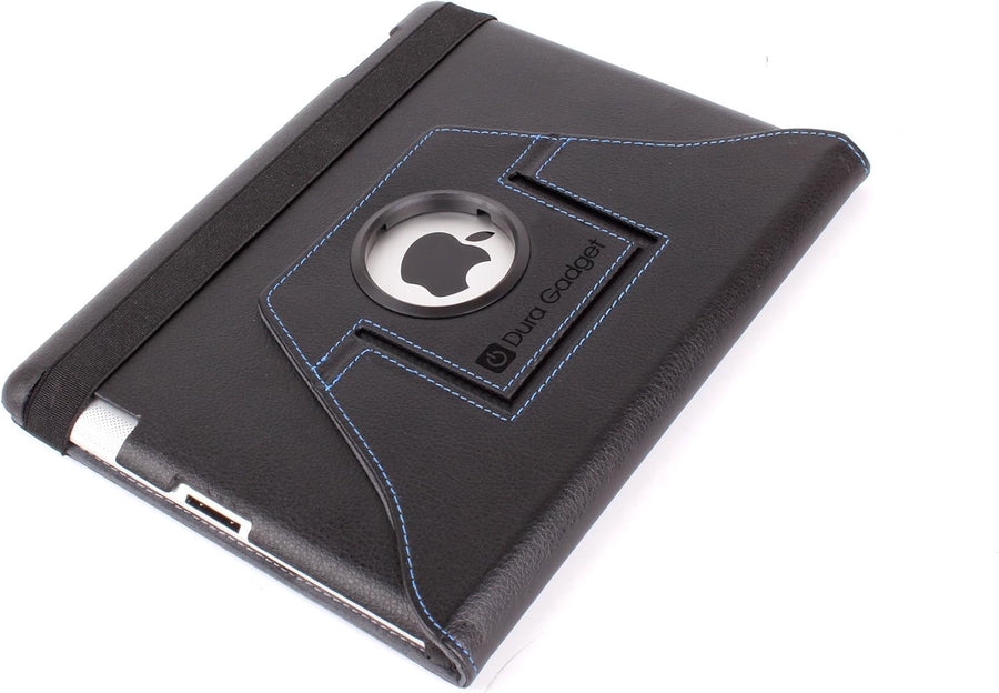 Black Faux Leather Rotating iPad Case For Apple iPad 4|iPad 3