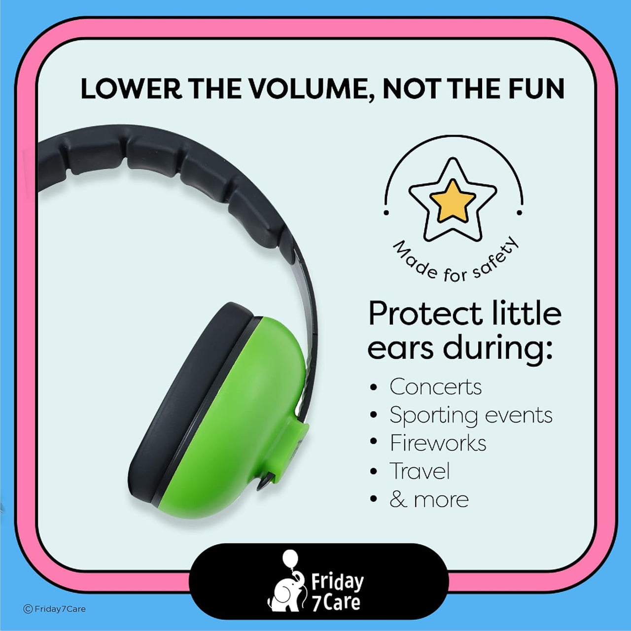 Friday 7Care Ear Protection Noise Cancelling Headphones (0-24 Months) - Green