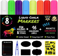 Thumbnail for Vaci Markers 8 Liquid Chalk Markers with Magnetic Blackboard, Stencils & Labels