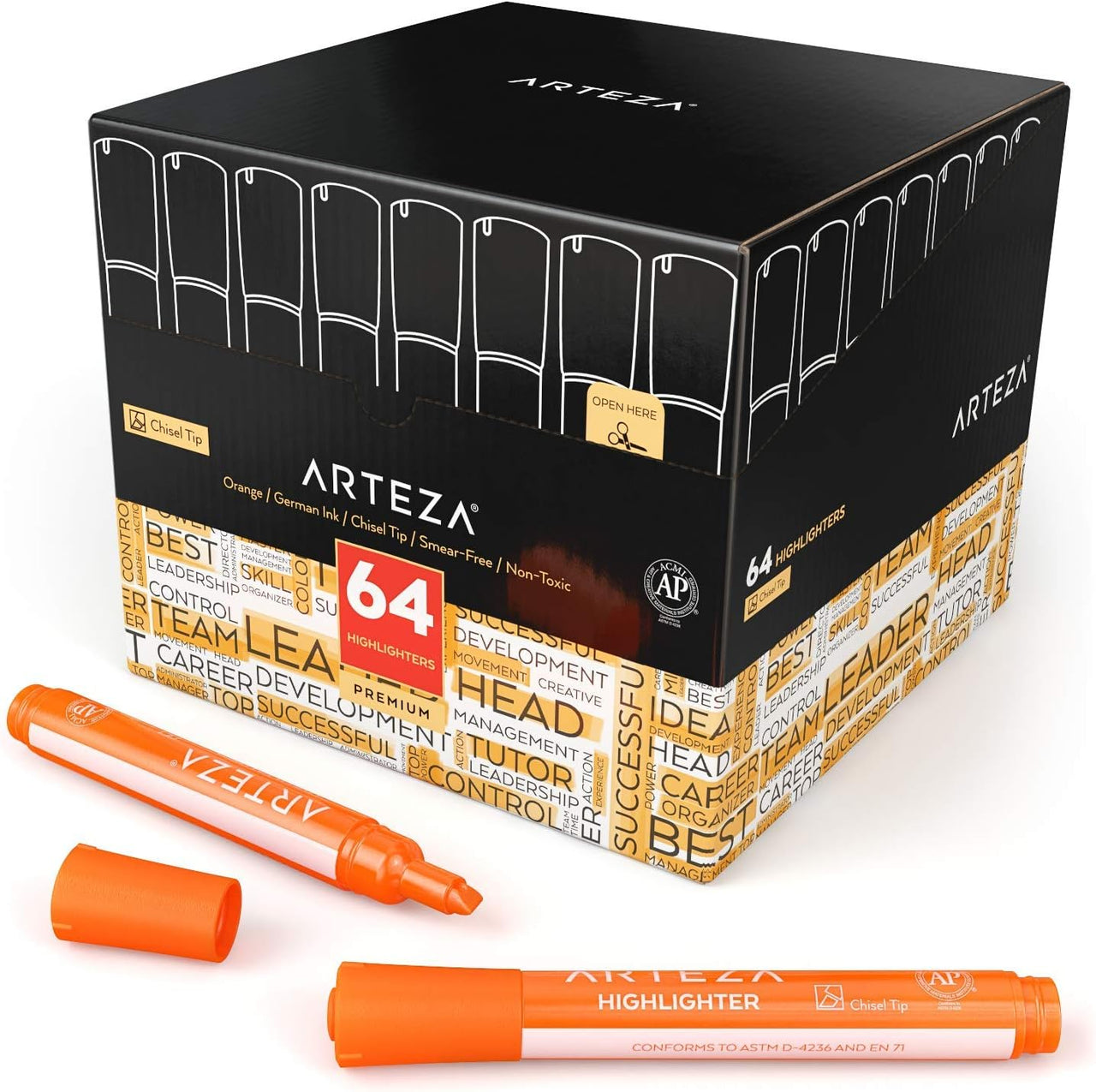 ARTEZA Orange Highlighter Pens - Set of 64