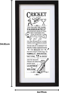 Word Poster-Black Wooden Framed Wall Art Picture - Cricket Mad