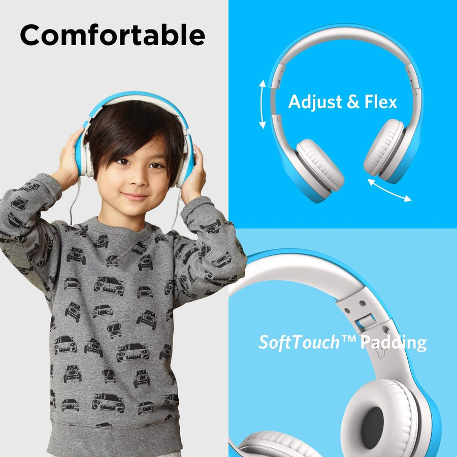 LilGadgets Connect+ Style Wired Headphones for Kids - Blue