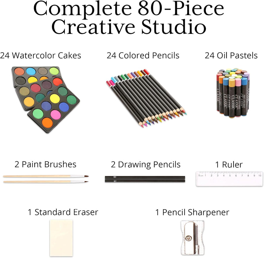 ARTISTIK 80 Piece Junior Art Set – Complete Kids Art Kit