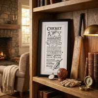 Word Poster-Black Wooden Framed Wall Art Picture - Cricket Mad