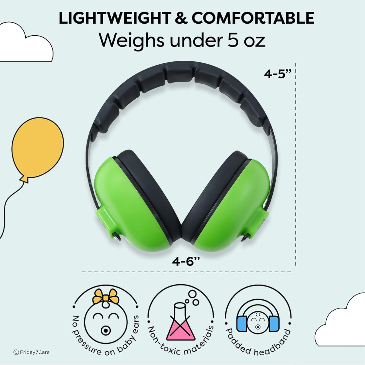 Friday 7Care Ear Protection Noise Cancelling Headphones (0-24 Months) - Green