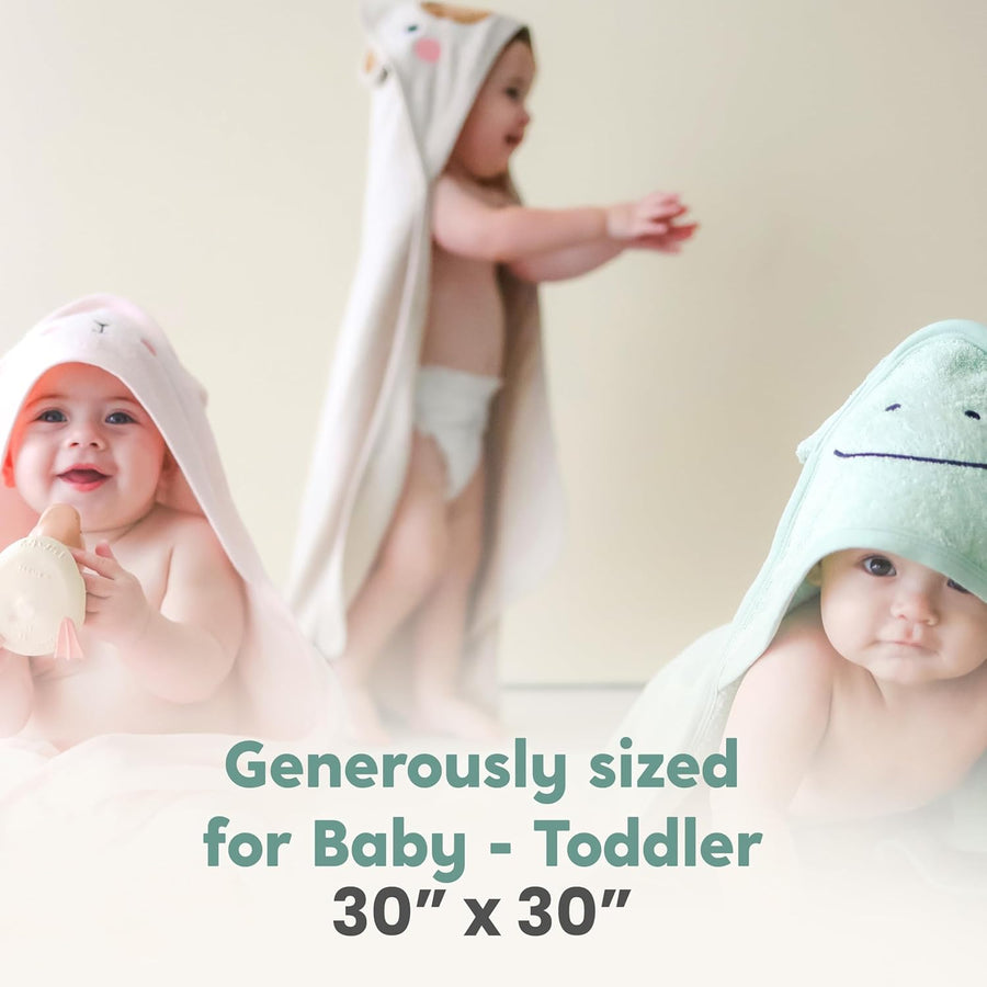 CuddleBug Cotton Hooded Baby Towel & Wash Mitt Set - Frog Sage Green