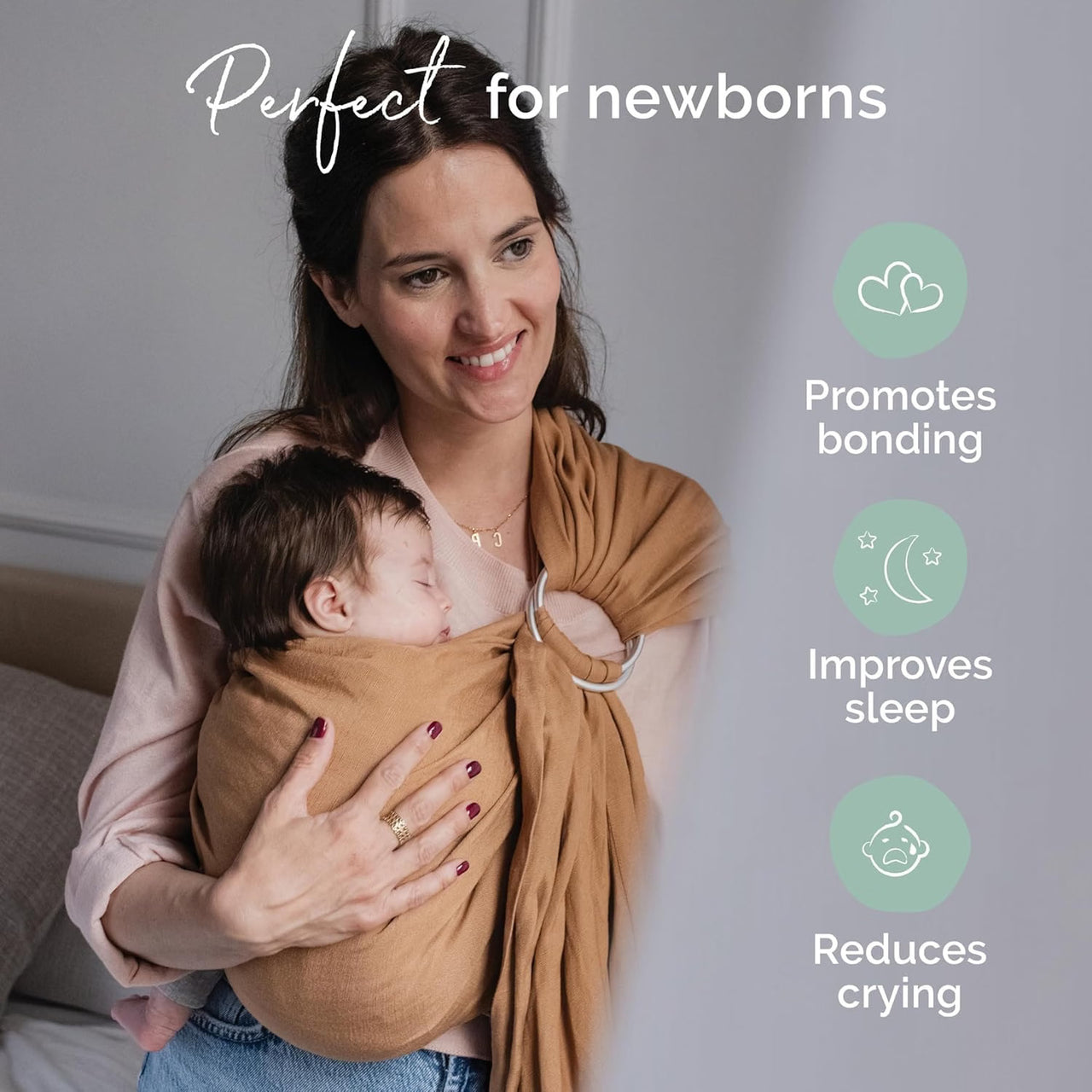Boba Ring Sling Baby Carrier - Linen Rye, Newborn to Toddler