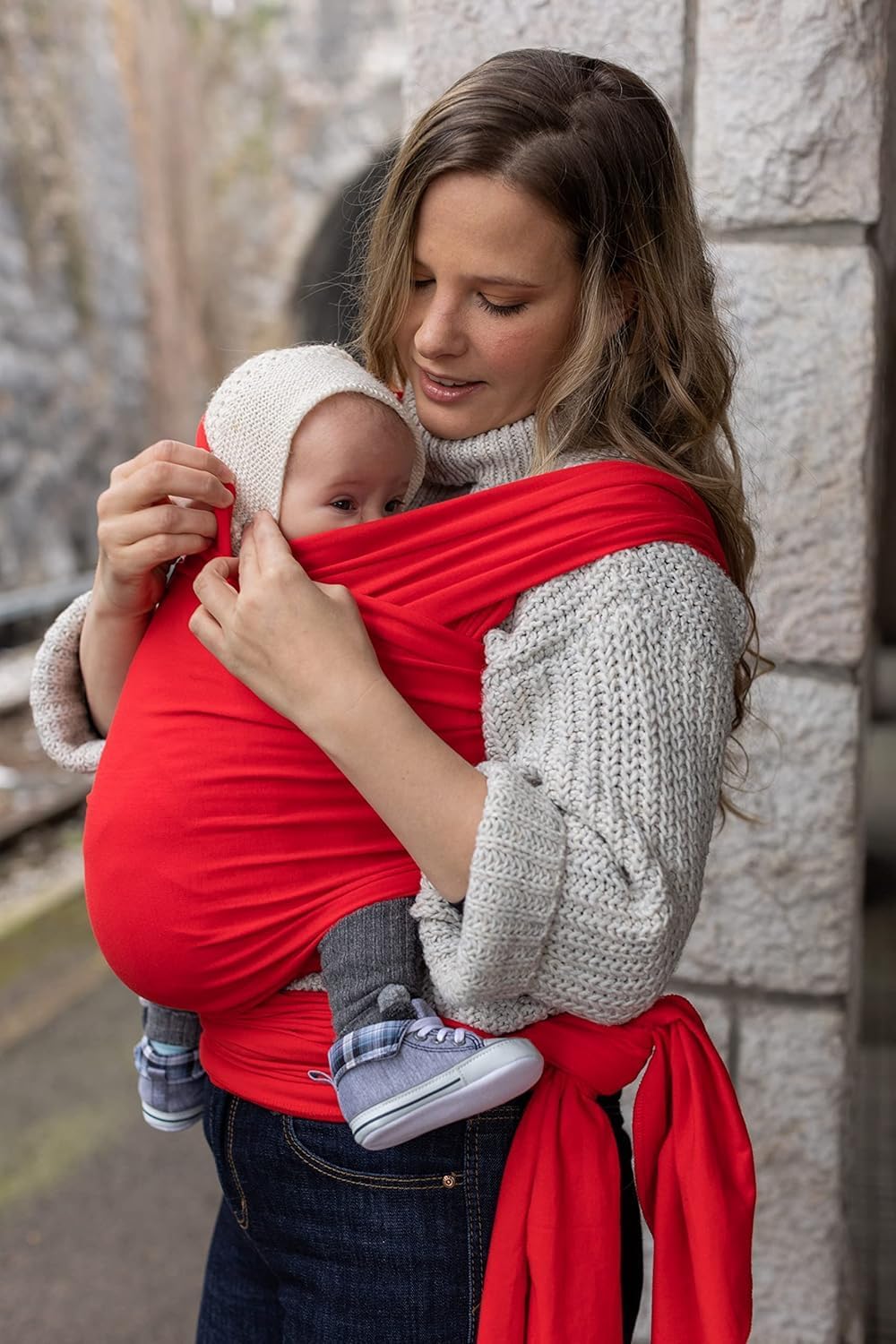 Cuddlebug Baby Wrap Carrier Soft Stretchy Newborn Sling - 3-16 kg (Red)