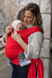 Cuddlebug Baby Wrap Carrier Soft Stretchy Newborn Sling - 3-16 kg (Red)