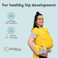 Cuddlebug Baby Wrap Carrier, Soft Stretchy Newborn Sling - 3-16 kg (Yellow)