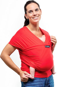 Cuddlebug Baby Wrap Carrier Soft Stretchy Newborn Sling - 3-16 kg (Red)