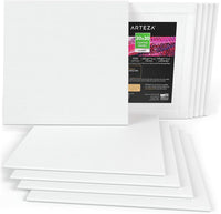 Thumbnail for Arteza Blank Square Canvas Board Panels - 10 Pack (20x20cm)