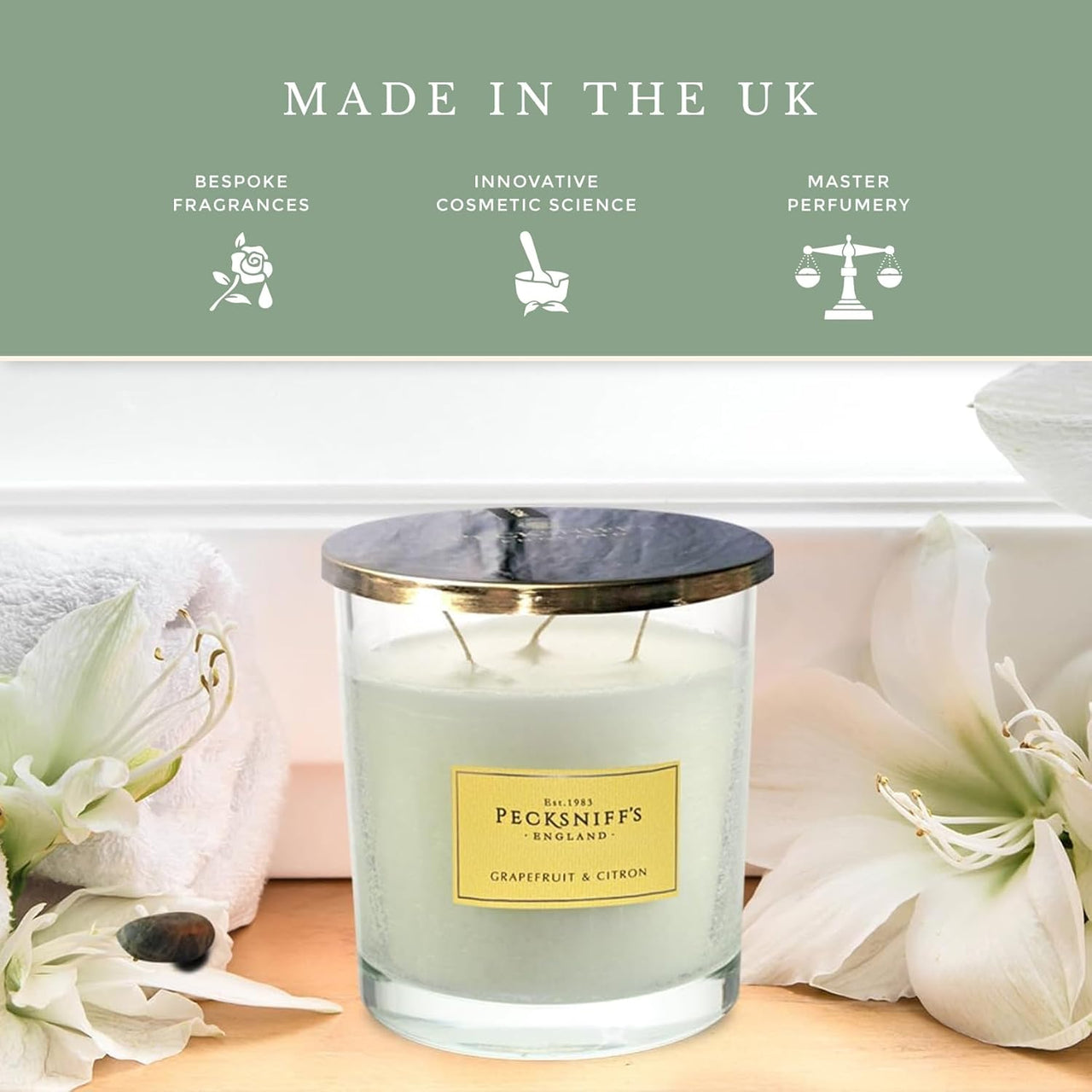 Pecksniffs Grapefruit & Citron Candle 3 Wick - 283g