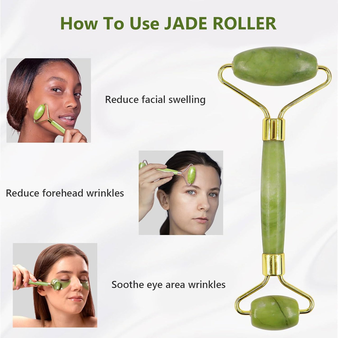 Jade Roller Gua Sha Set - 100% Jade