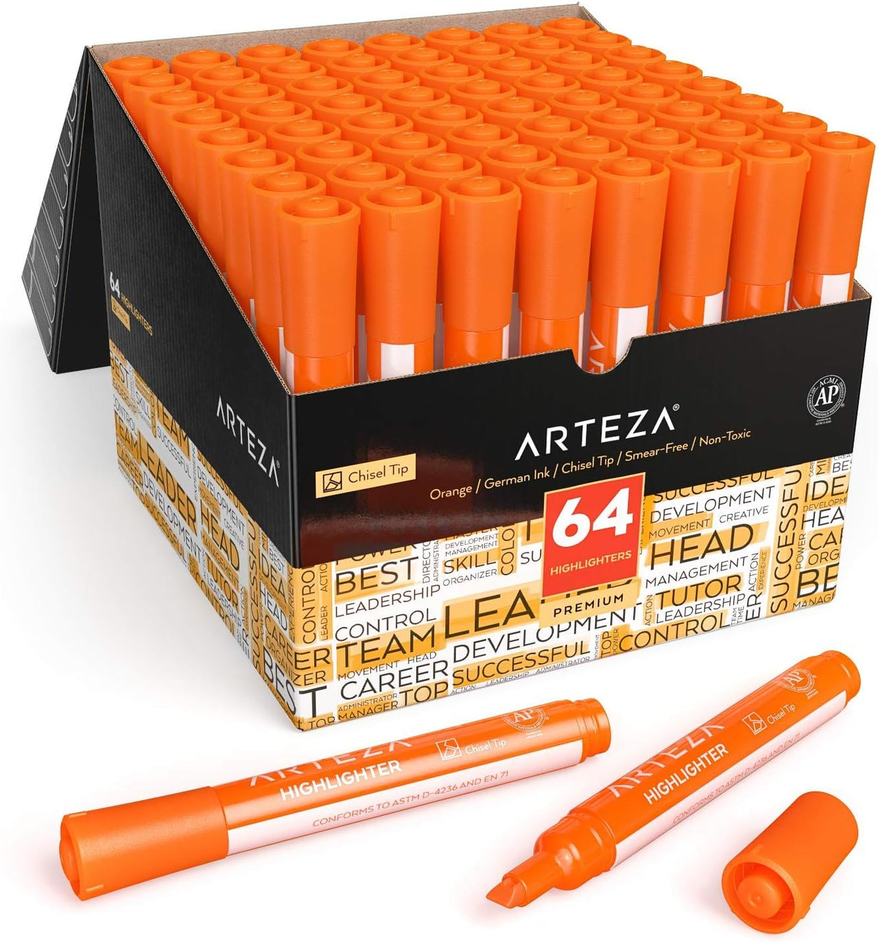 ARTEZA Orange Highlighter Pens - Set of 64