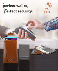 Oak & Steel - Tan Leather Card Holder & Money Clip