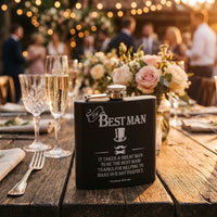 The Ultimate Gift for Man Stainless Steel Black Hip Flask - Bestman (177ml)