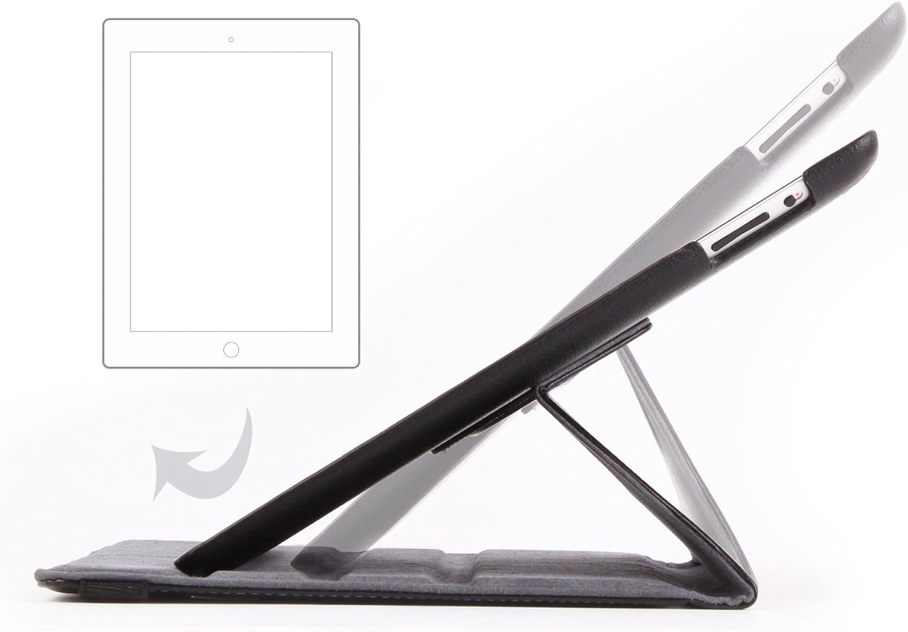Black Faux Leather Rotating iPad Case For Apple iPad 4|iPad 3