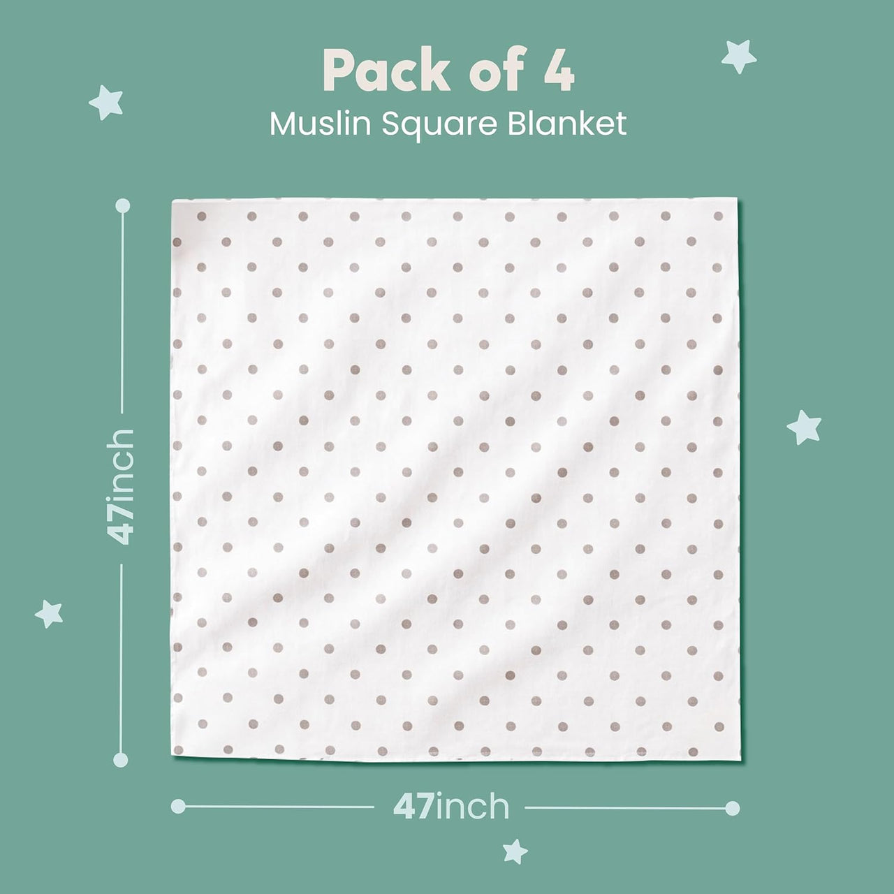 CuddleBug Muslin Squares Baby Swaddle Blankets - Spots n' Stripes (4-Pack)