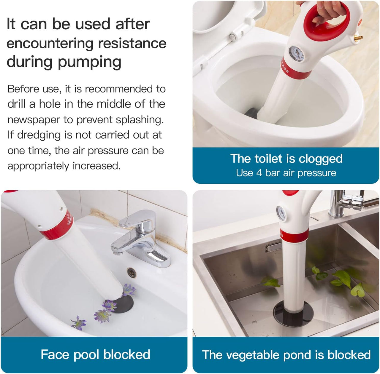 SUBMARINE Toilet Plunger, Toilet Auger, Unblocker