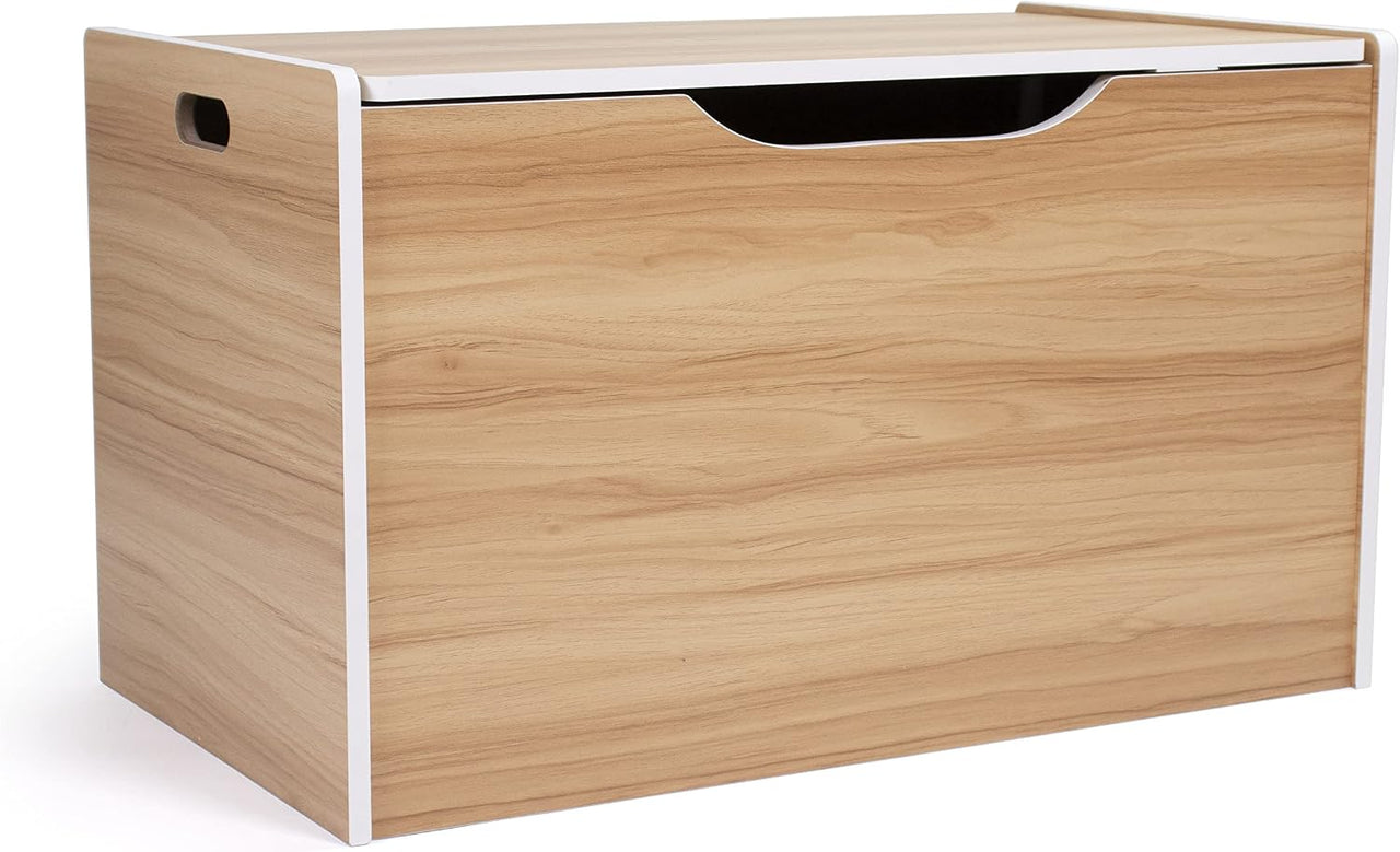 Humble Crew Journey Wooden Toy Storage Chest with Hinged Lid – Natural/White