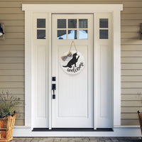 Round Wooden Hanging Welcome Sign for Front Door (12 x 12 Inch)