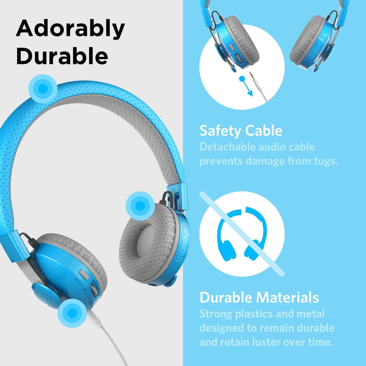 LilGadgets Untangled Pro Wireless Headphones for Kids - Blue