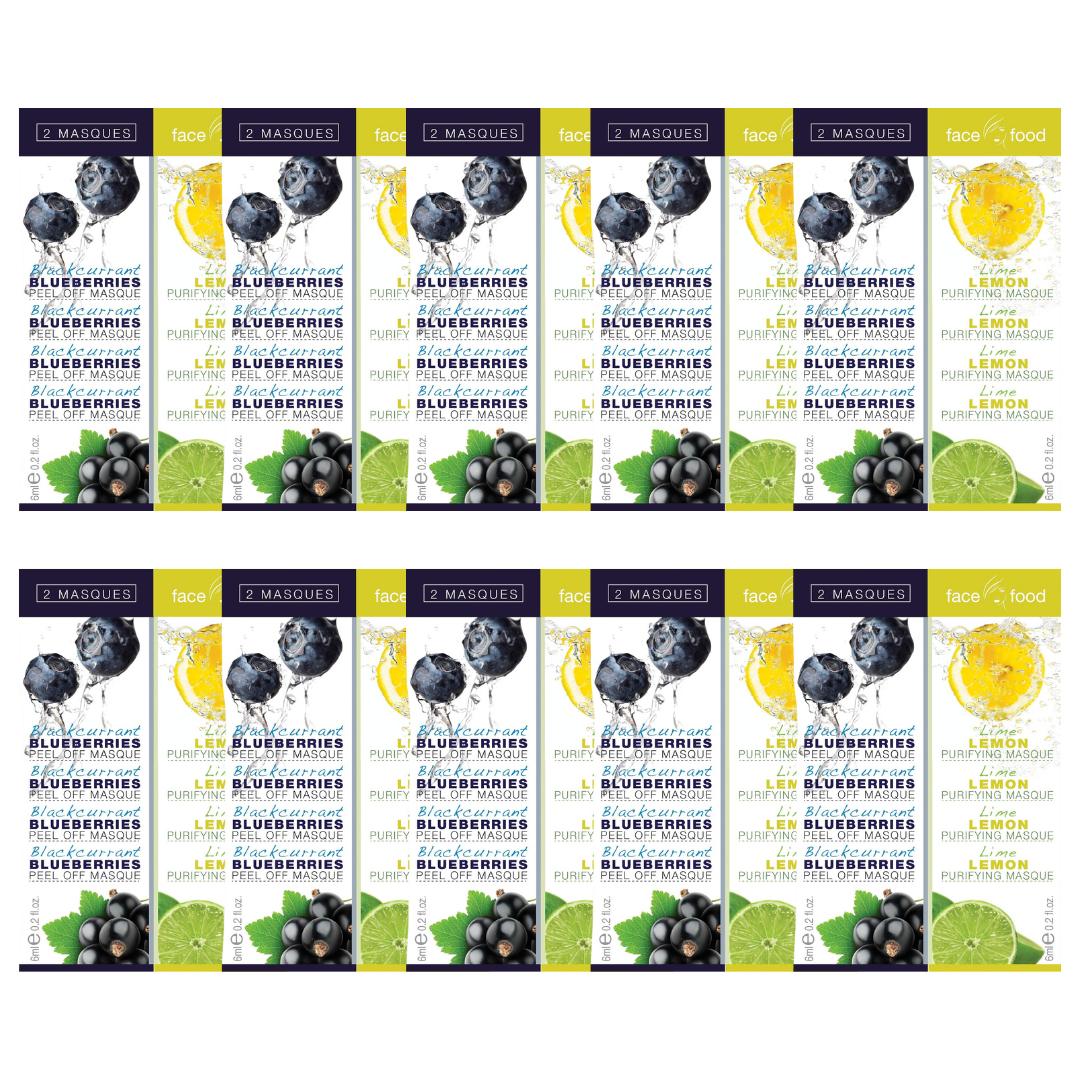 7th Heaven Face Food Blackcurrant/Blueberry Peel & Lime/Lemon Purifying Mask - 10 Pack - liquidation.store
