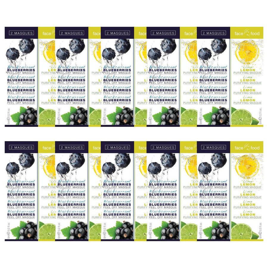 7th Heaven Face Food Blackcurrant/Blueberry Peel & Lime/Lemon Purifying Mask - 10 Pack - liquidation.store