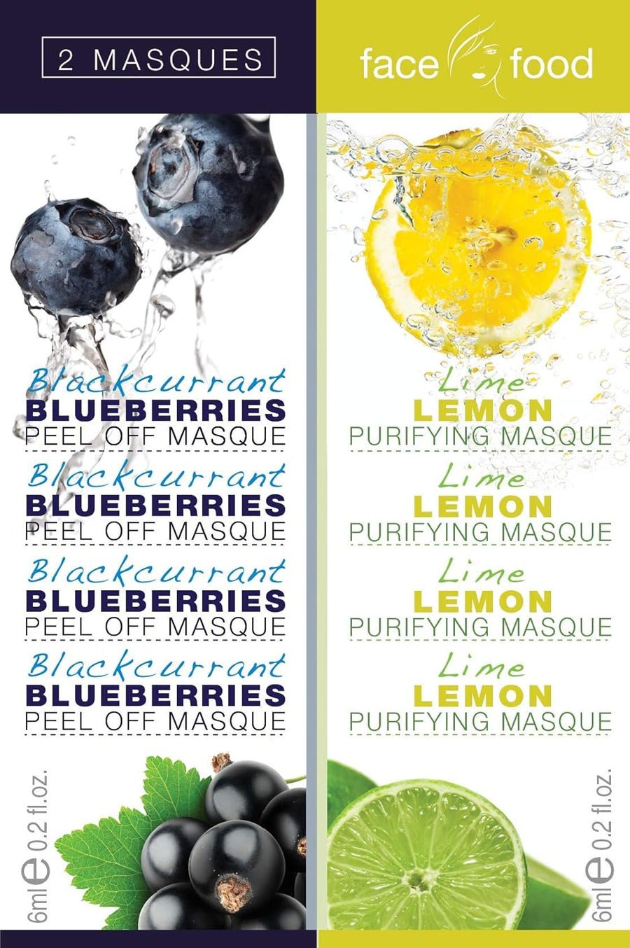 7th Heaven Face Food Blackcurrant/Blueberry Peel & Lime/Lemon Purifying Masks - X 60 - liquidation.store