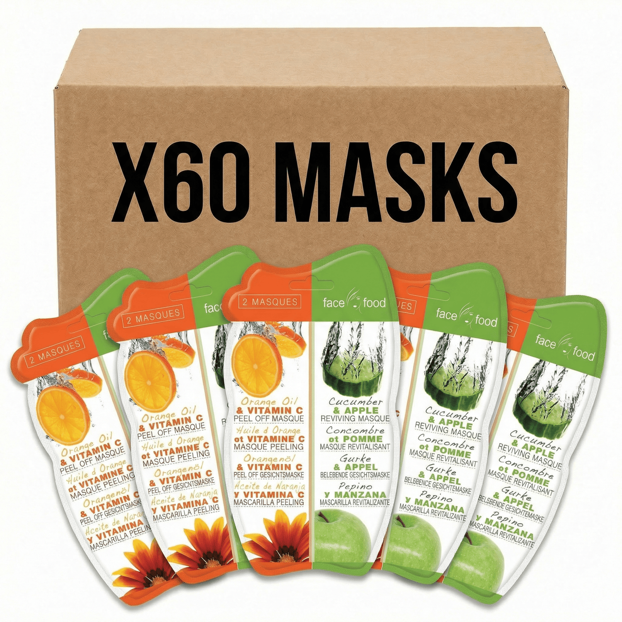 7th Heaven Face Food Orange & Vit C Peel Off/Cucumber & Apple Reviving - X 60 - liquidation.store