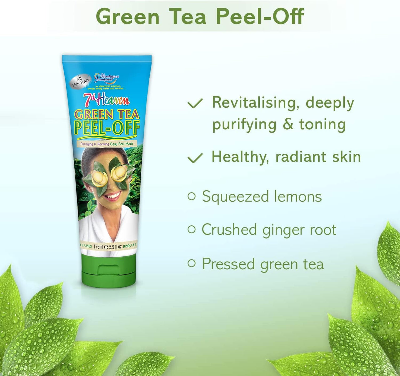 7th Heaven Green Tea Peel - Off 175ml Tube - 3 Pack - liquidation.store