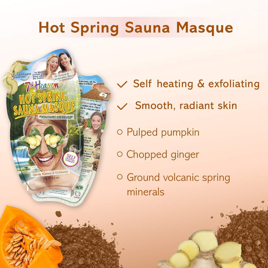 7th Heaven Hot Spring Sauna Face Masks - 12 Pack - liquidation.store