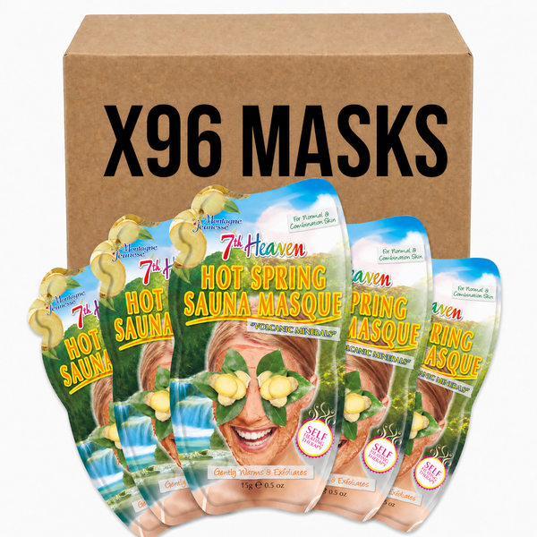 7th Heaven Hot Spring Sauna Face Masks - 96 Pack - liquidation.store