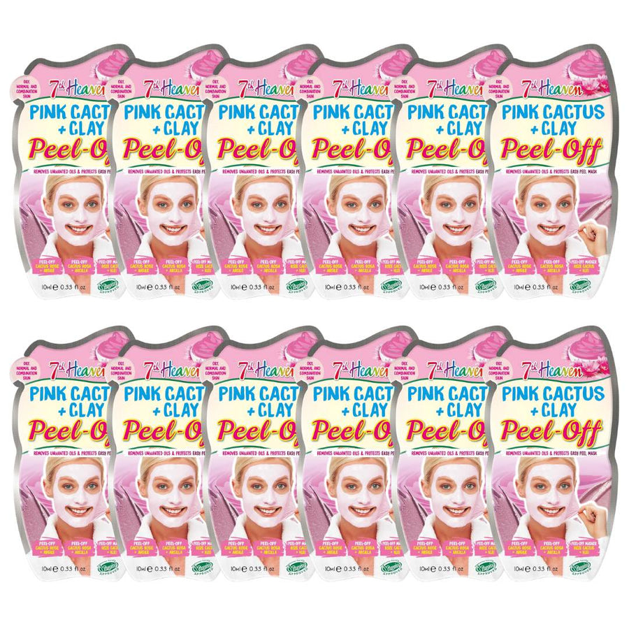 7th Heaven Pink Cactus Clay Peel Off Masks - 12 Pack - liquidation.store