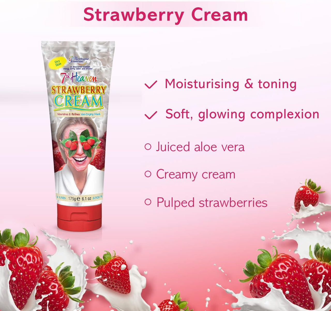 7th Heaven Strawberry Cream Hydrating Face Mask (175g) - liquidation.store