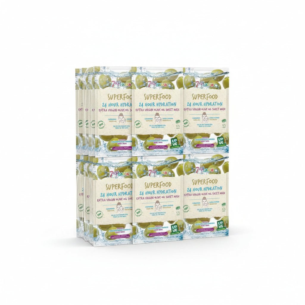 7th Heaven Superfood Extra Virgin Olive Oil 24 Hour Hydration Face Mask Pack x 12 - liquidation.store