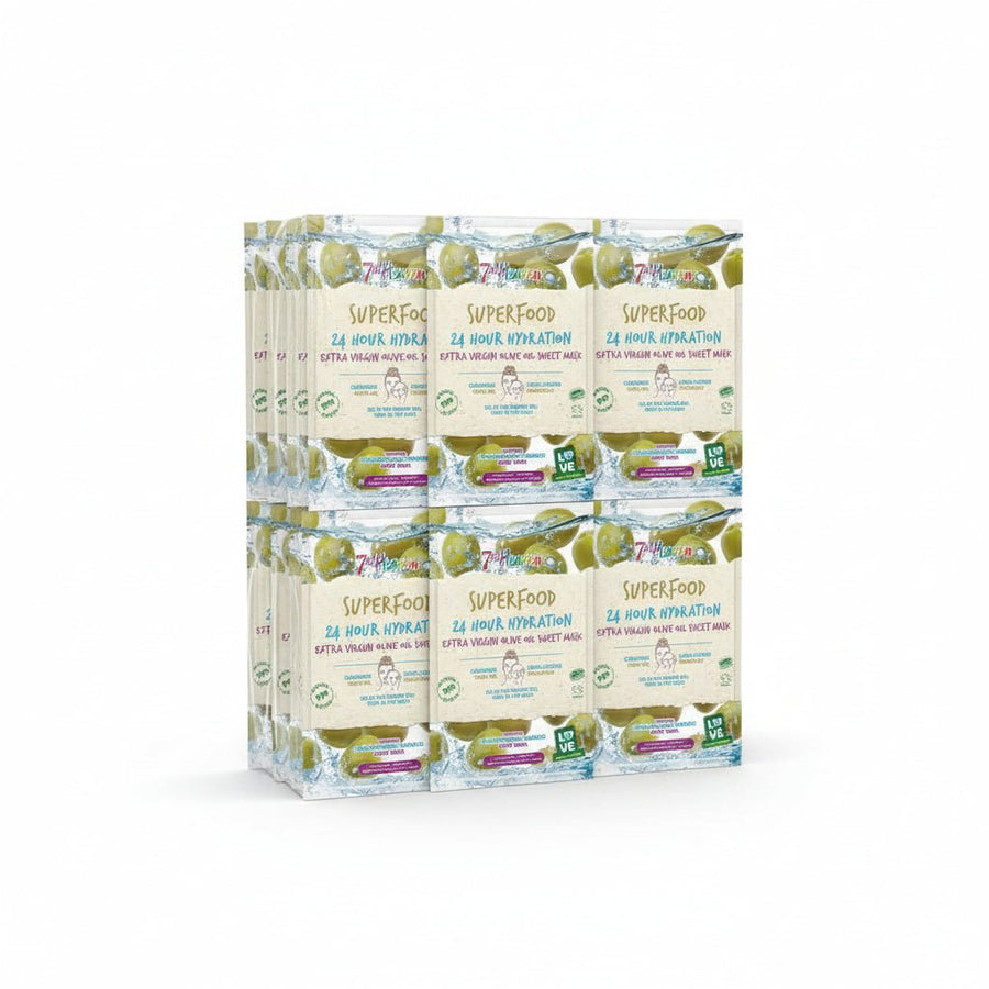 7th Heaven Superfood Extra Virgin Olive Oil 24 Hour Hydration Face Mask Pack x 12 - liquidation.store