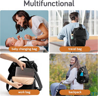 Baby Uma Vegan Leather Changing Bag Backpack - Brown, Multi-Compartment