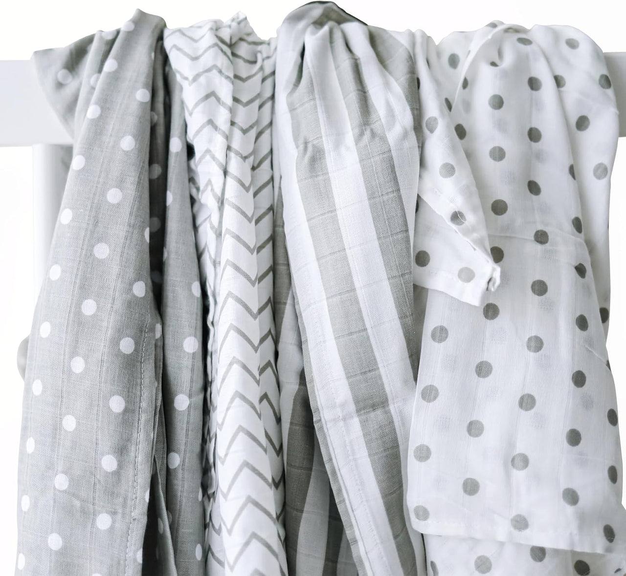 CuddleBug Muslin Squares Baby Swaddle Blankets - Spots n' Stripes (4-Pack)