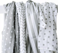 CuddleBug Muslin Squares Baby Swaddle Blankets - Spots n' Stripes (4-Pack)