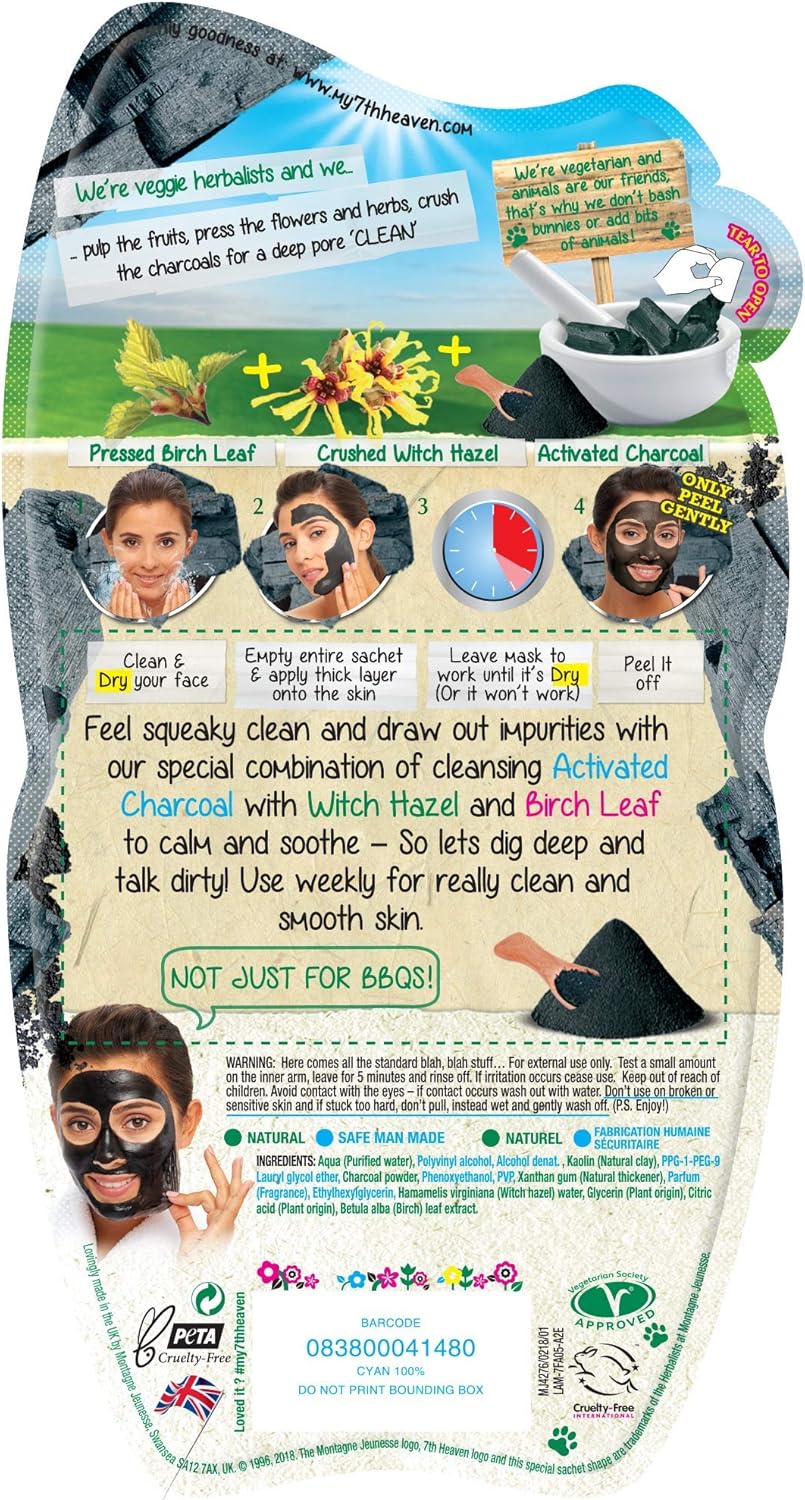 7th Heaven Charcoal Peel-Off Face Masks - 10 Pack