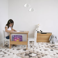 Humble Crew Journey Wooden Toy Storage Chest with Hinged Lid – Natural/White