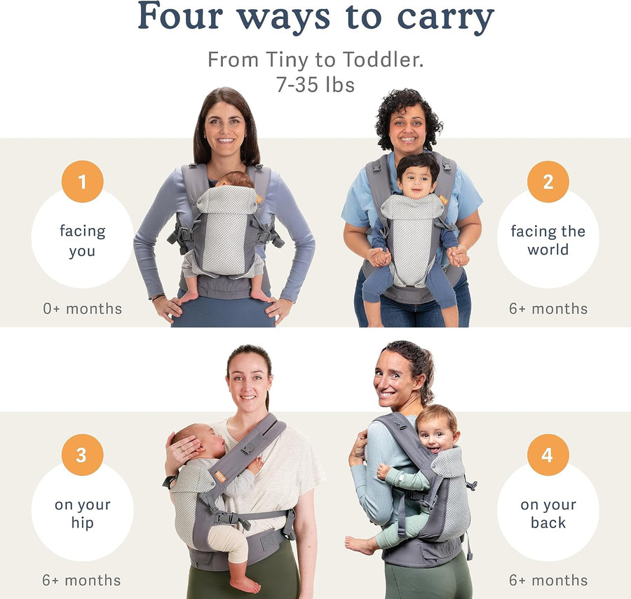 Beco Gemini Cool Mesh Baby Carrier Newborn to Toddler - Cool Grey Geometric