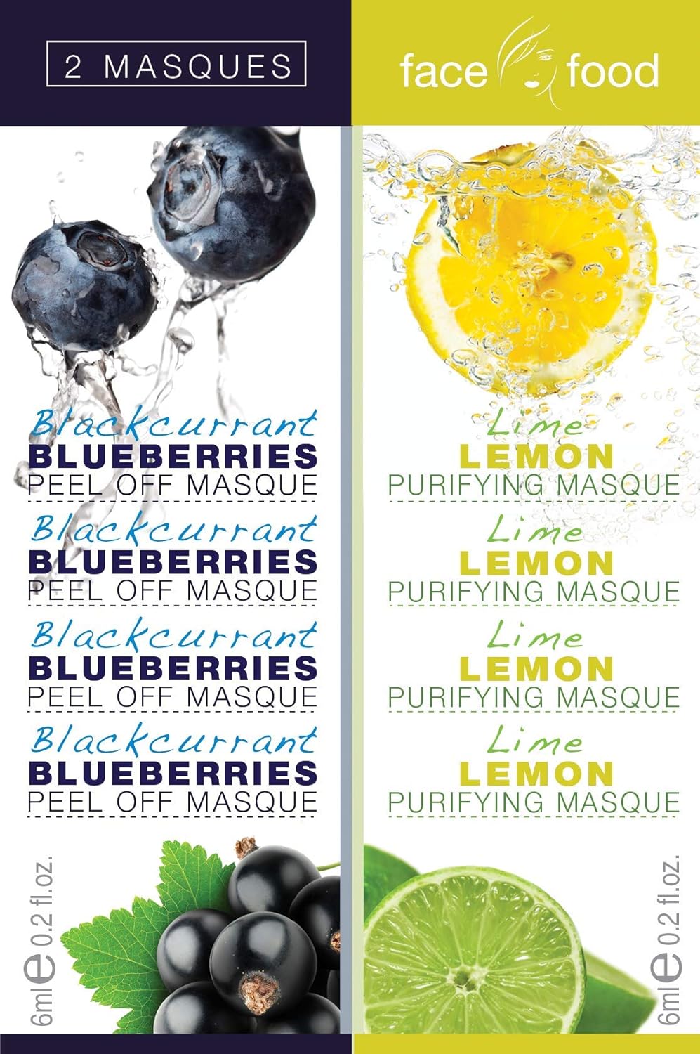 7th Heaven Face Food Blackcurrant/Blueberry Peel & Lime/Lemon Purifying Mask - 10 Pack