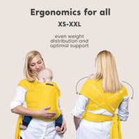 Cuddlebug Baby Wrap Carrier, Soft Stretchy Newborn Sling - 3-16 kg (Yellow)