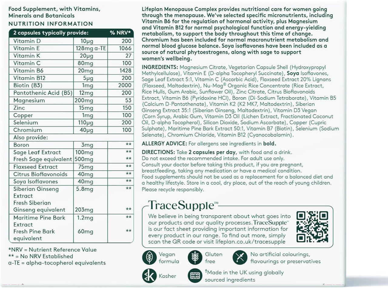 LIFEPLAN Menopause Complex 60 Capsules – Hormonal Balance