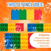 Thumbnail for Best Blocks Big Blocks Set - Classic Colours 84 Pieces