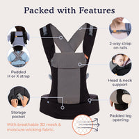 Beco Gemini Cool Mesh Baby Carrier Newborn to Toddler - Cool Black
